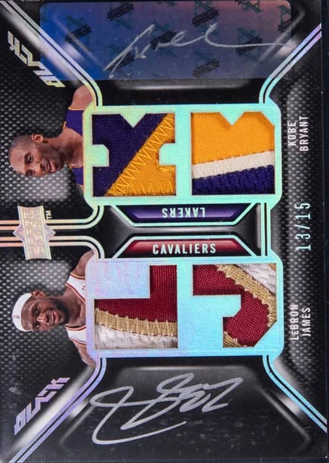 2008-09 UD Black Dual Patch Autographs #DPABJ Kobe Bryant/LeBron James · Sports Graded Singles · BGS 9