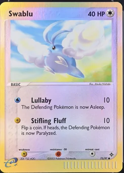 2003 Pokemon EX Dragon (2003 Copyright, w/ "e" Symbol) 75/97 Swablu Reverse Holo