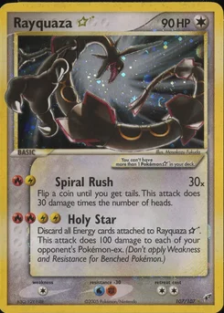 2005 Pokemon Ex Deoxys #107 Rayquaza-Holo Gold Star