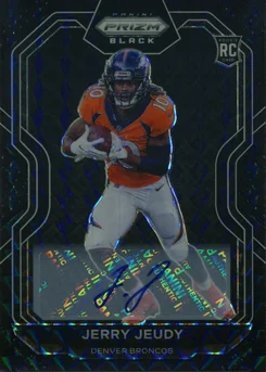 2020 Panini Chronicles Prizm Black #PB12 Jerry Jeudy Signature-Black Finite 1/1