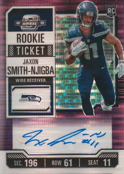 2023 Panini Contenders Optic #117 Jaxon Smith-Njigba Autograph-Purple Pulsar