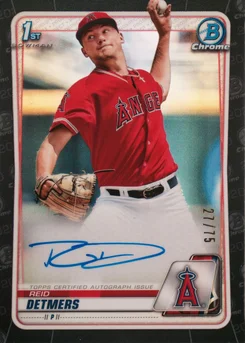 2020 Bowman Draft Chrome Draft Picks Autographs #CDARD Reid Detmers Black Refractor