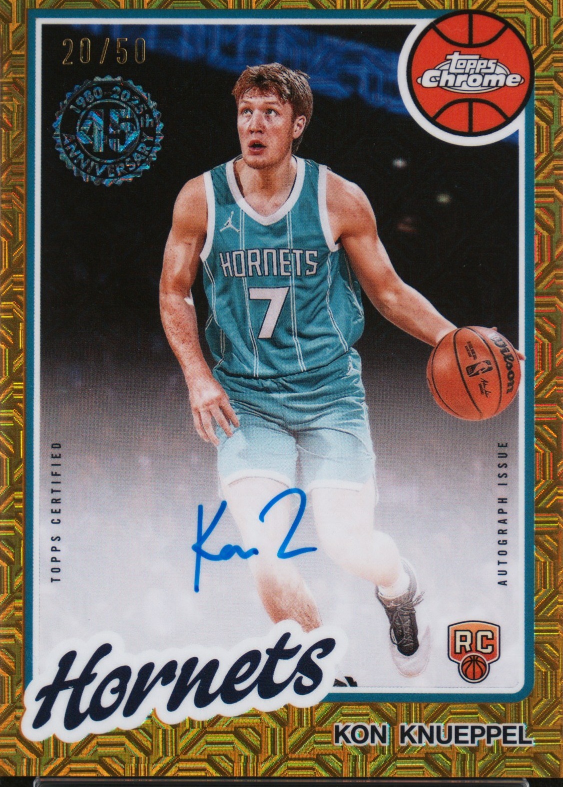2025 Topps Silver Pack 1980-81 Topps Chrome Basketball Rookie Autographs #KK Kon Knueppel Gold