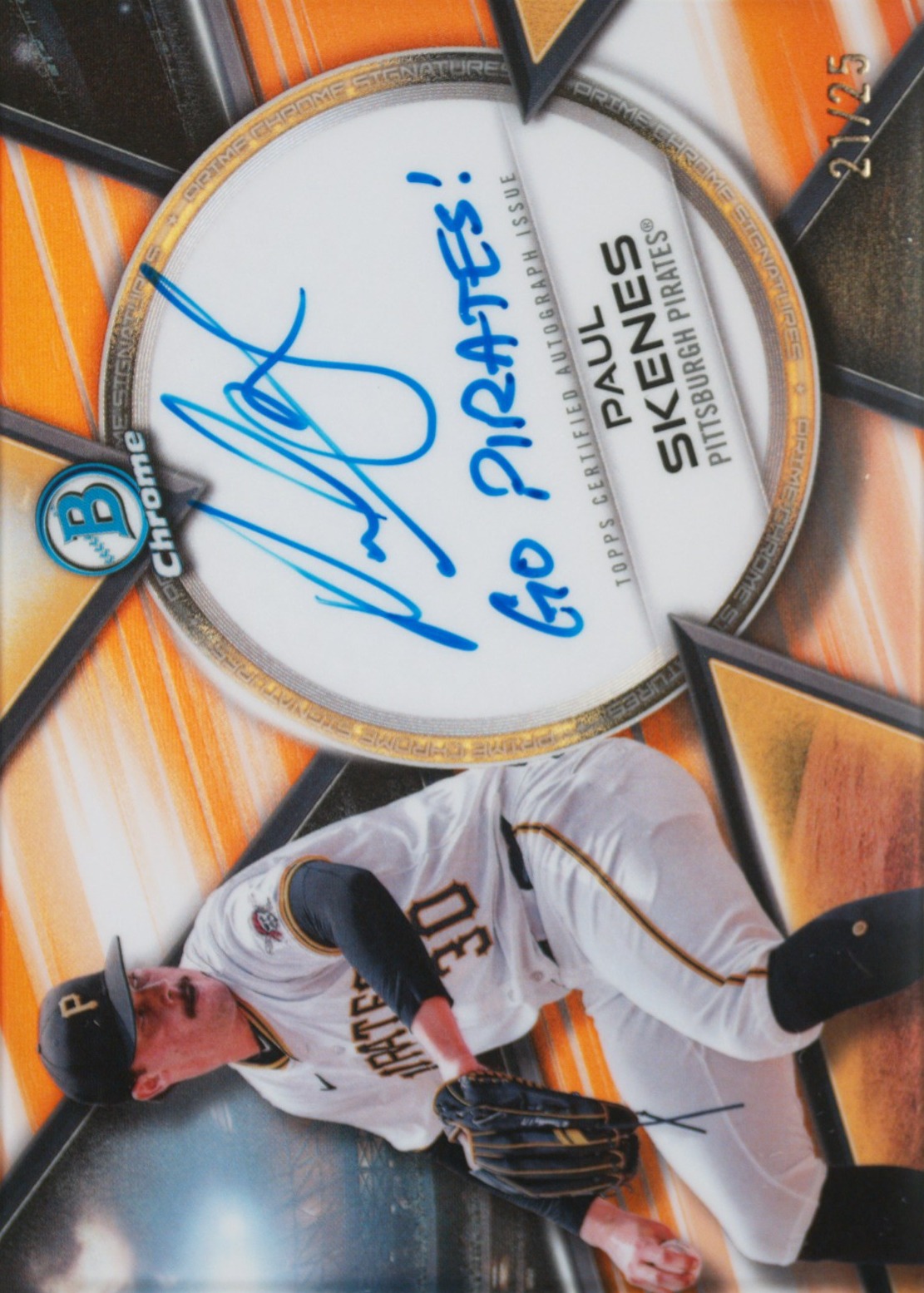 2025 Bowman Chrome Prime Chrome Signatures #PCS-PS Paul Skenes Orange Refractor