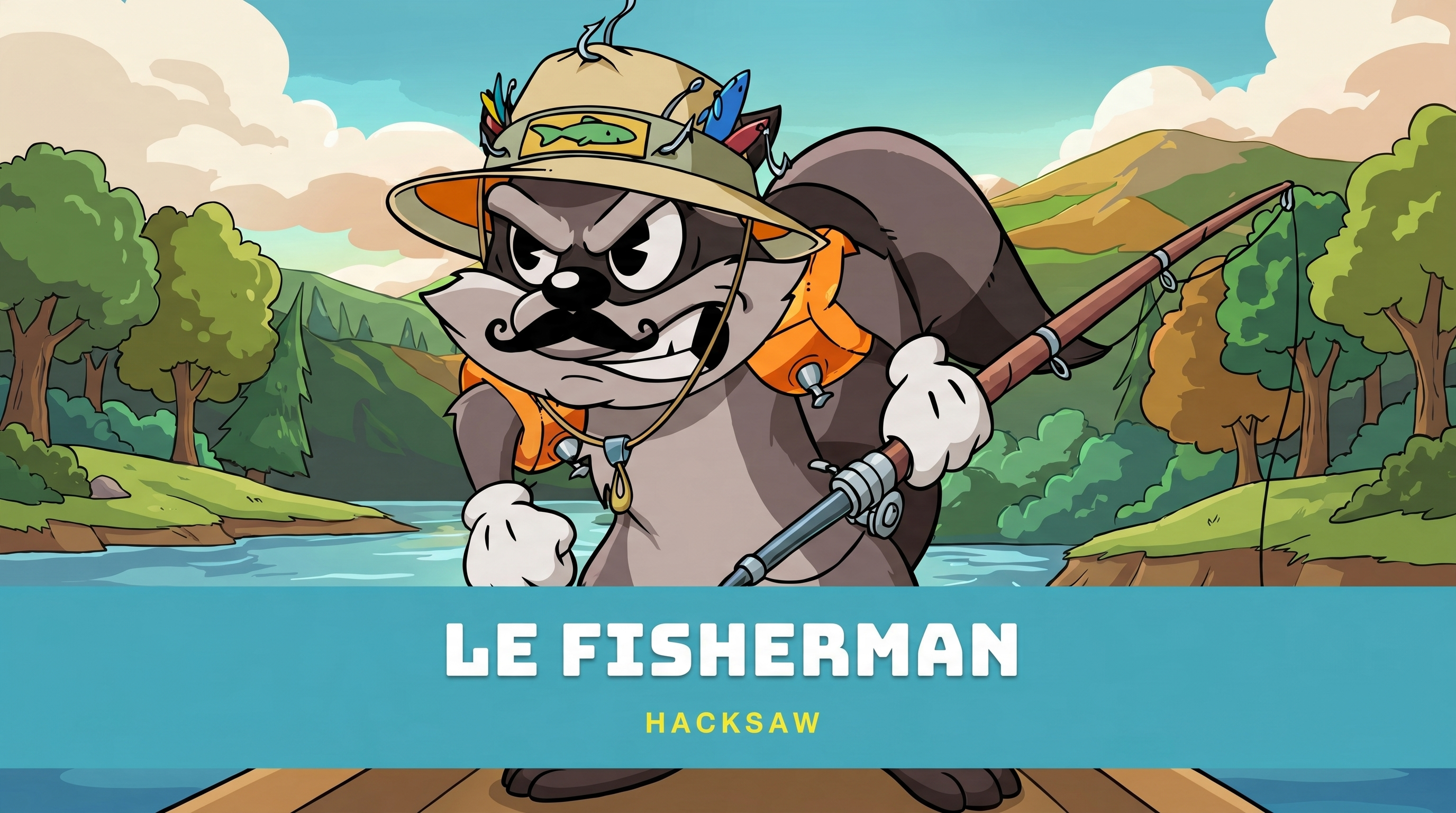 Le Fisherman: Smokey the Raccoon Takes Golden Squares to the Dock